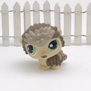Hasbro Littlest Pet Shop LPS #1321 Hedgehog Porcupine Brown Gray Green Eyes